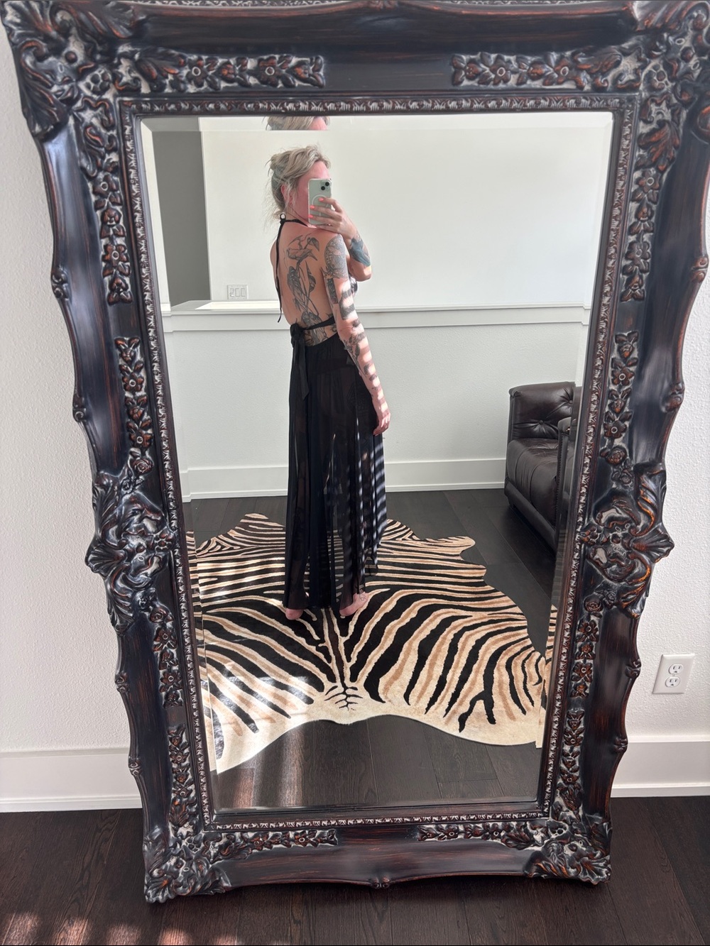 Black Lace High-Slit Maxi Dress